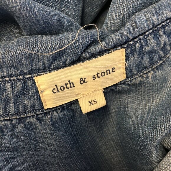 Anthropologie Cloth & Stone Tencel Chambray Rolled Up Sleeve Shirt Size XS - Picture 7 of 9